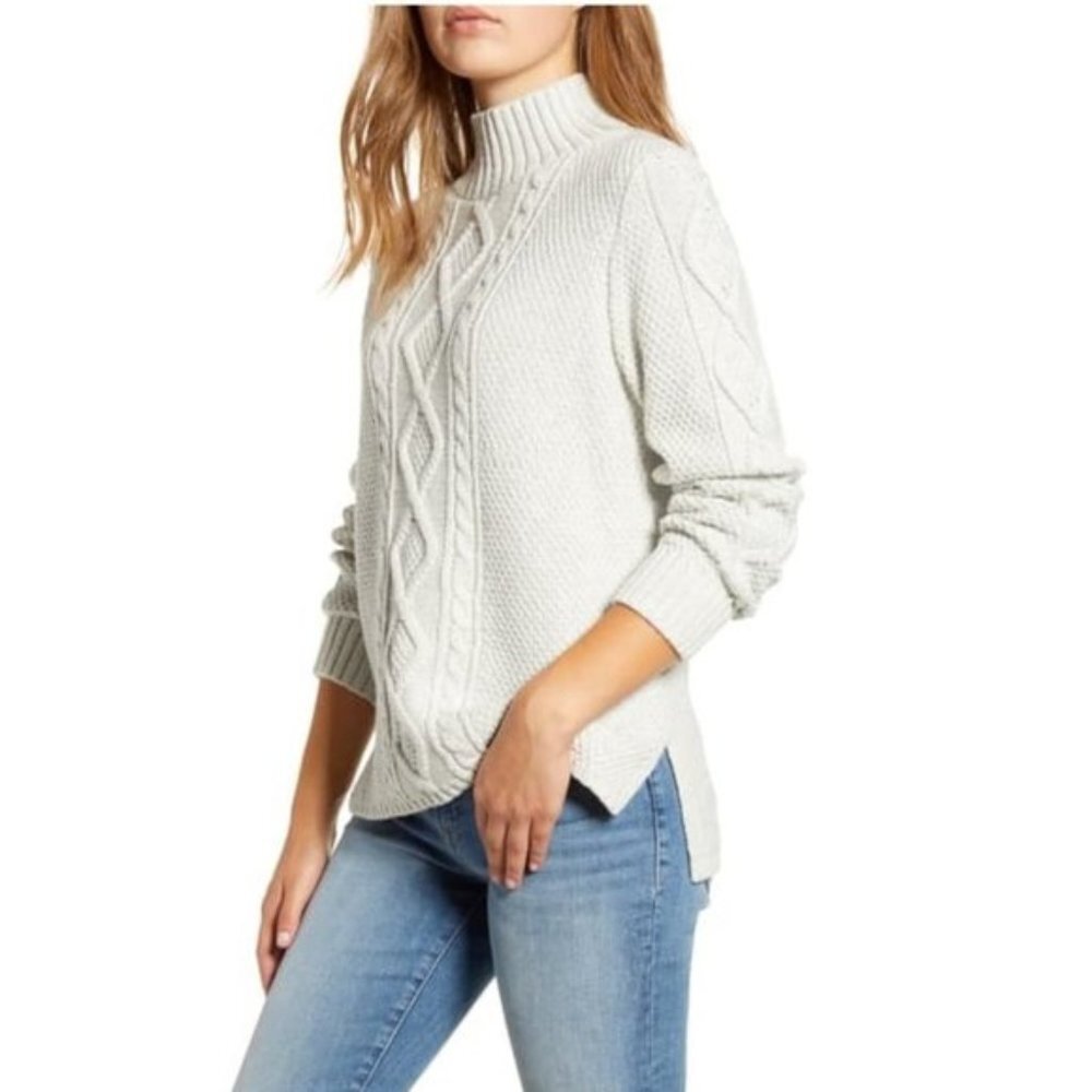 Lucky Brand Cable Knit Mock Neck Sweater